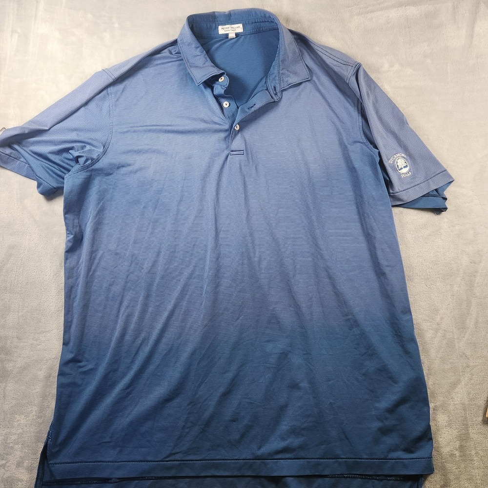 Peter Millar Shirt Mens 2XL‎ Blue Striped Summer Comfort Golf Performance